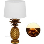 Relaxdays - Lampe de table ananas, moderne avec Abat-jour, Douille E27, décoration, avec câble, HxD 54 x 30 x 16 cm, dorée