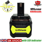 6.5Ah For RYOBI P108 18V One Plus High Capacity Battery Lithium RB18L50 RB18L60