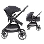 Poussette 2 en 1 - Modèle Versa - Interbaby | Poussette polyvalente avec siège réglable et nacelle rembourrée - De la naissance jusqu'à 48 mois ou 22 kg.