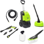 Greenworks G30 Compact Pressure Washer, 120 Bar, 400L/hour, 1500W with 6m Hose and Cleaning Accessories – 3 Year Guarantee