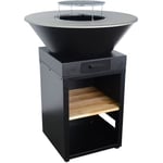 Braséro barbecue Ø81.5cm avec grille de cuisson. espace de stockage pour le bois