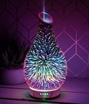 Aroma Lamp Humidifier Scented Oil Diffuser 3D Glass Rose Gold Multi Colour Led