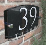 House Sign Plaques Door Number 1 - 999 Personalised Name Plate EMA5-28W