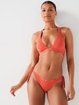 Tommy Hilfiger Tonal Logo Side Tie Bikini Briefs - Orange, Orange, Size L, Women