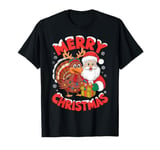 Festive Xmas Santa on Marry Christmas Wild Turkey T-Shirt