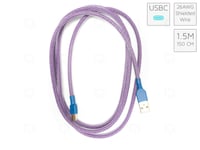 TEQI USB A USB Type C Premium Dual Sleeved Mechanical Keyboard Cable Purple PC