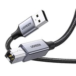 UGREEN Câble Imprimante USB Cable A vers B 2.0 Nylon Tressé Compatible avec Printer HP, Canon, Epson, Lexmark, Brother, Hero (2M)