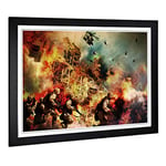 Big Box Art Framed Print of War Battle Scene Army (2) Design | Wall Art Picture | Home Decor for Kitchen, Living, Dining Room, Bedroom, Hallway, Office, Black, A2 / 24.5x18 Inch / 62x45cm