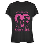 Nintendo Women's Short Link & Zelda Love Silhouette Crew Neck Graphic T-Shirt, Black, X-Large