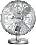 Tower T605000 Metal Desk Fan with 3 Speeds, Automatic Oscillation, 12”, 35W,