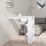 Table de bar murale,Blanc,102x45x103,5 cm,Bois d'ingénierie,équipée de 2 de rangement