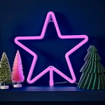 Ginger Ray- Décoration de Table en Forme d'étoile néon pour cheminée, Christmas Pink Large Light Up