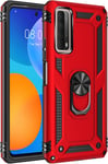 For Huawei P Smart 2021 Cas, For Le Boîtier Mobile Huawei Y7a Avec Un Boîtier De Porte-Bague Magnétique, Une Protection Antichochard Intense Smartphone Slim Cover Shell Color : Red