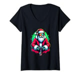 Womens Funny Video Games Santa Gamer 8-bit Gaming Christmas Gamers V-Neck T-Shirt