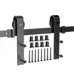 300CM/10FT Quincaillerie Kit de Rail Roulettes pour Porte Coulissante Hardware pour une Porte Suspendue en Bois Sliding Barn Door Hardware