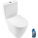 Wc à poser sans bride villeroy et boch Avento avec abattant frein de chute déclipsable + nettoyant Briochin