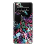 NOVAGO Compatible avec Samsung Galaxy S10 Coque en Gel Souple Transparent et Solide avec Impression de qualité (Plumes 2)