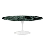 Knoll - Saarinen Oval Table - Matbord, 198 x 121 cm, Vitt underrede, skiva i glansig grön Alpi marmor - Spisebord - Eero Saarinen - Grønn - Metall/Stein