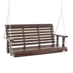 VEVOR Balançoire de Porche en Bois, 1370x710x600 mm, Banc de terrasse pour Cour Jardin, Forte capacité de Charge 400 kg, Banc de balançoire avec chaîne de Suspension pour extérieur, Marron carbonisé