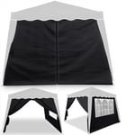 CASARIA® 2x Parois latérales tonnelle de jardin 3x3m imperméable fenêtre fermeture éclair panneau latéral pavillon Pop-Up noir