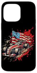 iPhone 14 Pro Max Vintage Auto Racing Car American Flag 4th of July, Auto Race Case