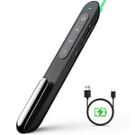 NORWII N76 Green Pointer Presentation 100M, Wireless Presenter Rechargeable Presentation Clicker for Powerpoint, Supports for Mac/Hyperlink/Volume