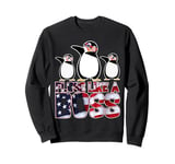 Floss Like A Boss American Flag Funny Penguin 4th of July Sweatshirt