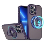 S. Dawezo Coque Magnétique pour iPhone 13 Pro 6,1 Pouces, Compatible avec MagSafe, Coque pour Téléphone à Protection Militaire, Magnétique 360° Support Rotatif Coque pour iPhone 13 Pro, Violet