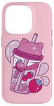 Coque pour iPhone 14 Pro Kawaii Tasse à jus mignonne à la fraise Anime Comic Esthétique