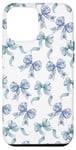 Coque pour iPhone 12 Pro Max Nœuds en toile bleue et blanche pour femme