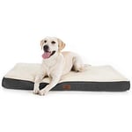 Bedsure Extra Large Dog Bed Washable - Orthopedic Dog Bed and Mattress Mat for Dog Crate with Removable Plush Sherpa Cover, White, 112x81x7.6cm