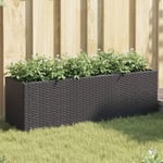 Plantekasse med 3 krukker 105x30x32 cm polyrattan sort