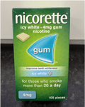 6 x 105 Nicorette ICY WHITE Flavour 4mg Gum  - 630 Pieces,