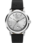 Timex Men's Peanuts Automatic 40 mm Watch - Black Leather Two-Piece Quick Release Strap Silver-Tone Dial Stainless Steel Case TW2W54000