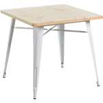 Table de salle à manger carrée en bois de fer 80x80x74cm Thinia Home Blanc