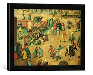 Kunst für Alle 'Image encadrée de Pieter Brueghel l'Ancien Jeux pour Enfants, d'art dans Main Haute qualité Cadre de Photos, 40 x 30 cm, Noir Mat