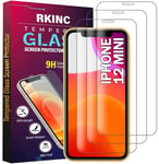 RKINC Verre Trempé [Lot de 3] pour iPhone 12 Mini 5.4-Inch, Film Protection écran, Dureté 9H 0,33 mm HD Glass [Garantie à vie][sans Bulles d'air][Résistant aux rayures]