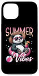 Coque pour iPhone 13 Flotteur de natation panda amusant Summer Vibes Beach Lovers