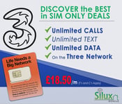 Three Sim Card with Unlimited Calls Unlimited Text Unlimited Data, 30 days