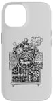 Coque pour iPhone 14 Horloge de course à pied en hickory style steampunk, souris