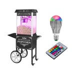 Royal Catering Popcornmaskin med vogn og LED-belysning i Retro-design - svart