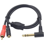 Câble adaptateur répartiteur jack pour casque - 90 degrés - 6,35 mm vers RCA mâle et 3,5 mm femelle - Câble audio stéréo de 6,35 mm vers jack audio de 3,5 mm - Câble d'extension de 0,5 m