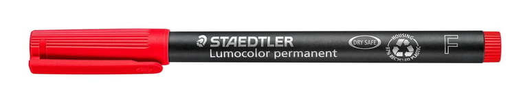 STAEDTLER 318-2 Lumocolor Permanent Pen, Fine Line Width, 0.6mm - Red (Box of 10