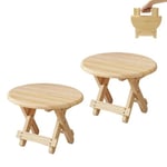 2 Mini Tabouret Pliant En Bois Rond. Mini Banc de Voyage, Marchepied pour Enfant, Repose-Pieds Portable pour la Maison, la Salle de Bain, la Cuisine, le Jardin, le Bureau, les Voyages. Supporte 90 kg.