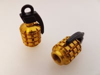 POSH - Bicycle/Motorbike/Car Tyre valve caps - Gold Hand Grenade 2pkt