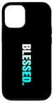 Coque pour iPhone 12/12 Pro Cassette Turquoise Blessed. Graphique de couleur Turquoise Vertica