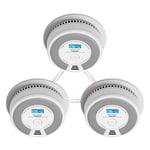 X-Sense Détecteur de Fumée et de Monoxyde de Carbone Interconnecté par RF sans Fil avec Pile d’Une Durée de Vie de 10 Ans, Portée de Transmission Supérieure à 250 m, SC07-W, Link+, Lot de 3