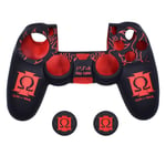 Housse En Silicone Pour Poignée Ps4 Housse De Protection Pour Poignée Totem Ps4 Housse En Silicone Gravée Au Laser Avec Capuchon En Silicone Ps4-God Of War Red-Joy646