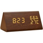 Ahlsen - Réveil en Bois, Réveil numérique led en Bois,Horloge de Bureau numérique en Bois avec, Temps et température, contrôle sonore, et Luminosité