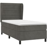 Lit à sommier tapissier et matelas Gris foncé 80x200 cm Velours Vidaxl Gris foncé